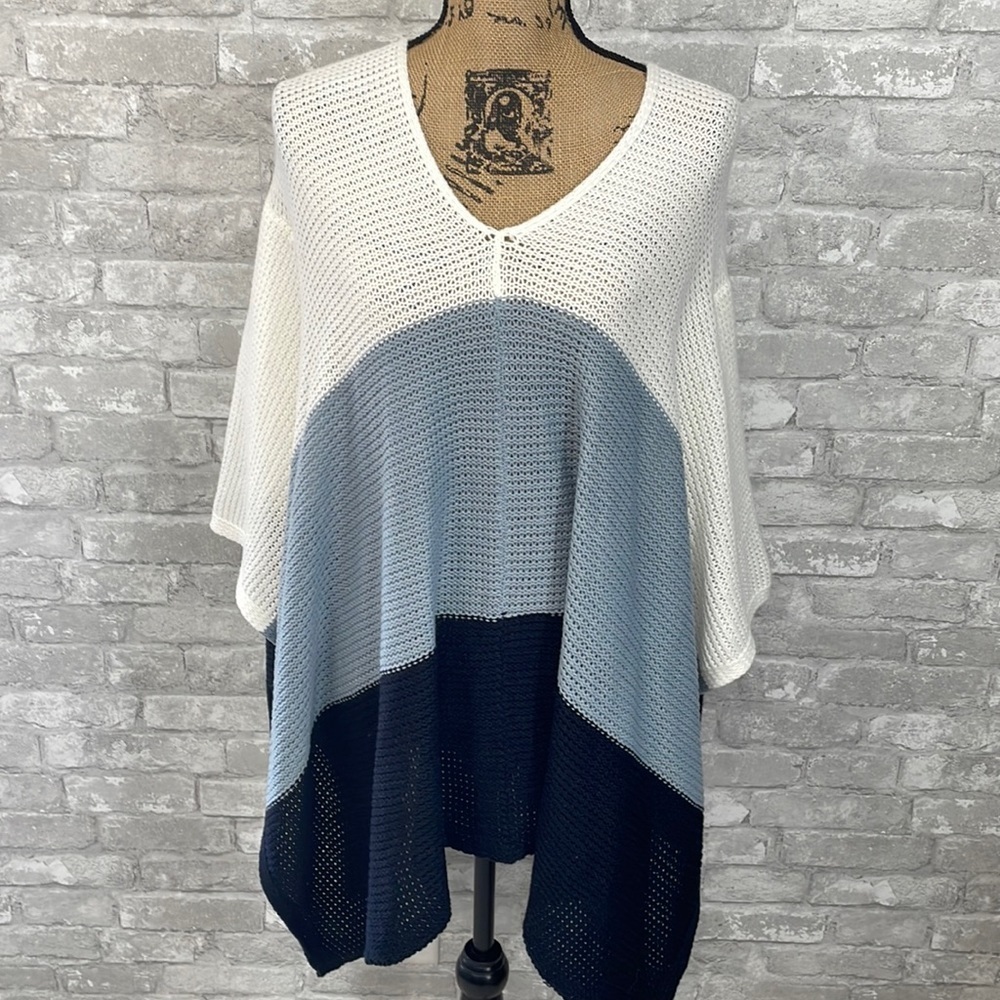 Alya Colorblock Poncho Sweater
